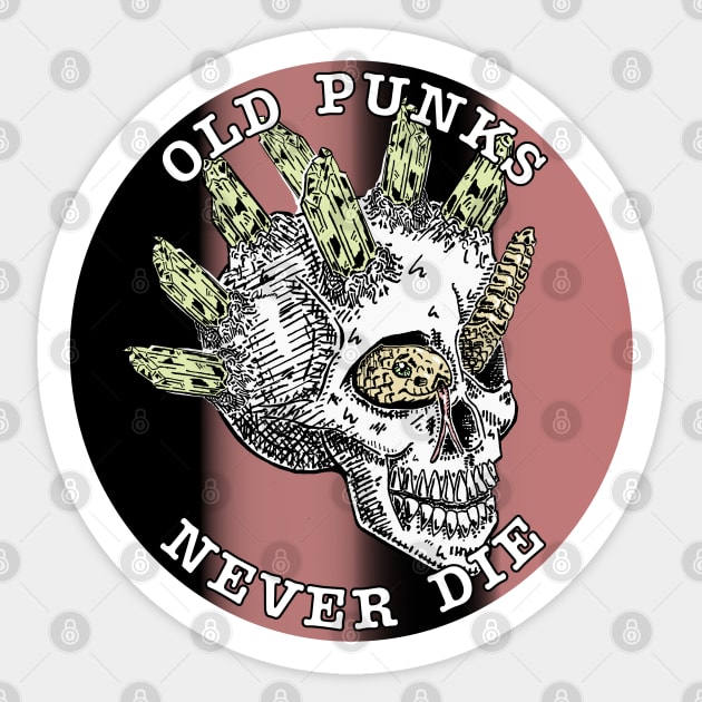 Old Punks Never Die Skull Sticker by Redmanrooster